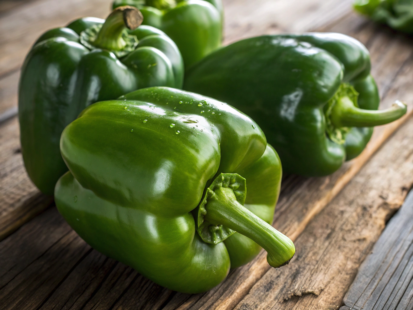 Crisp green and yellow bell peppers on a compact container plant
