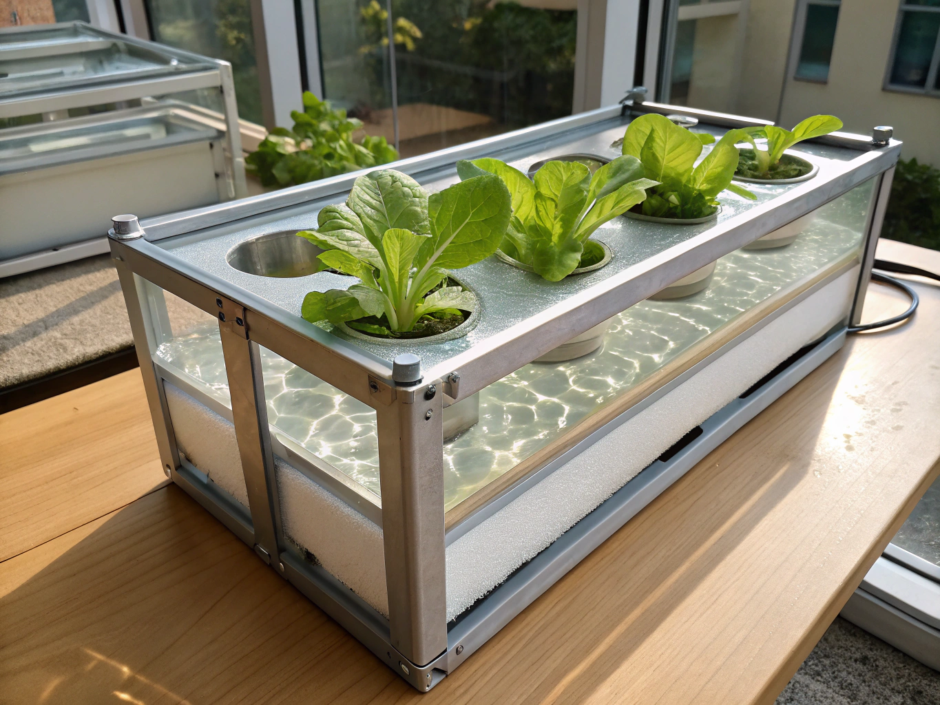 Container filled with vibrant green butterhead and oakleaf lettuce